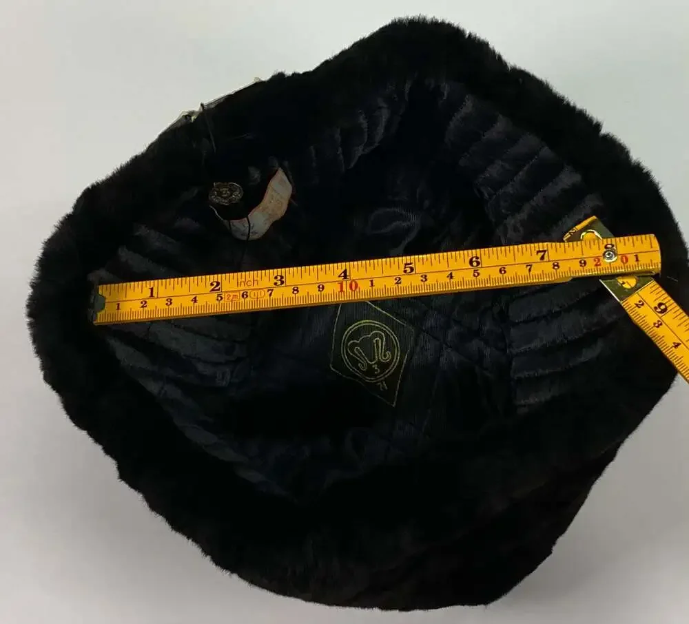 NOS Vintage 1971 Soviet USSR Mouton Fur Hat TRUD Moscow Beryozka Tags Size 59